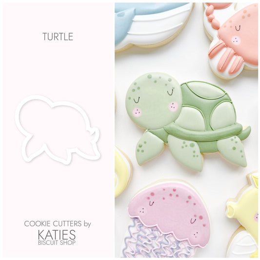 turtle 3d printed cookie cutter by katies biscuit shop 