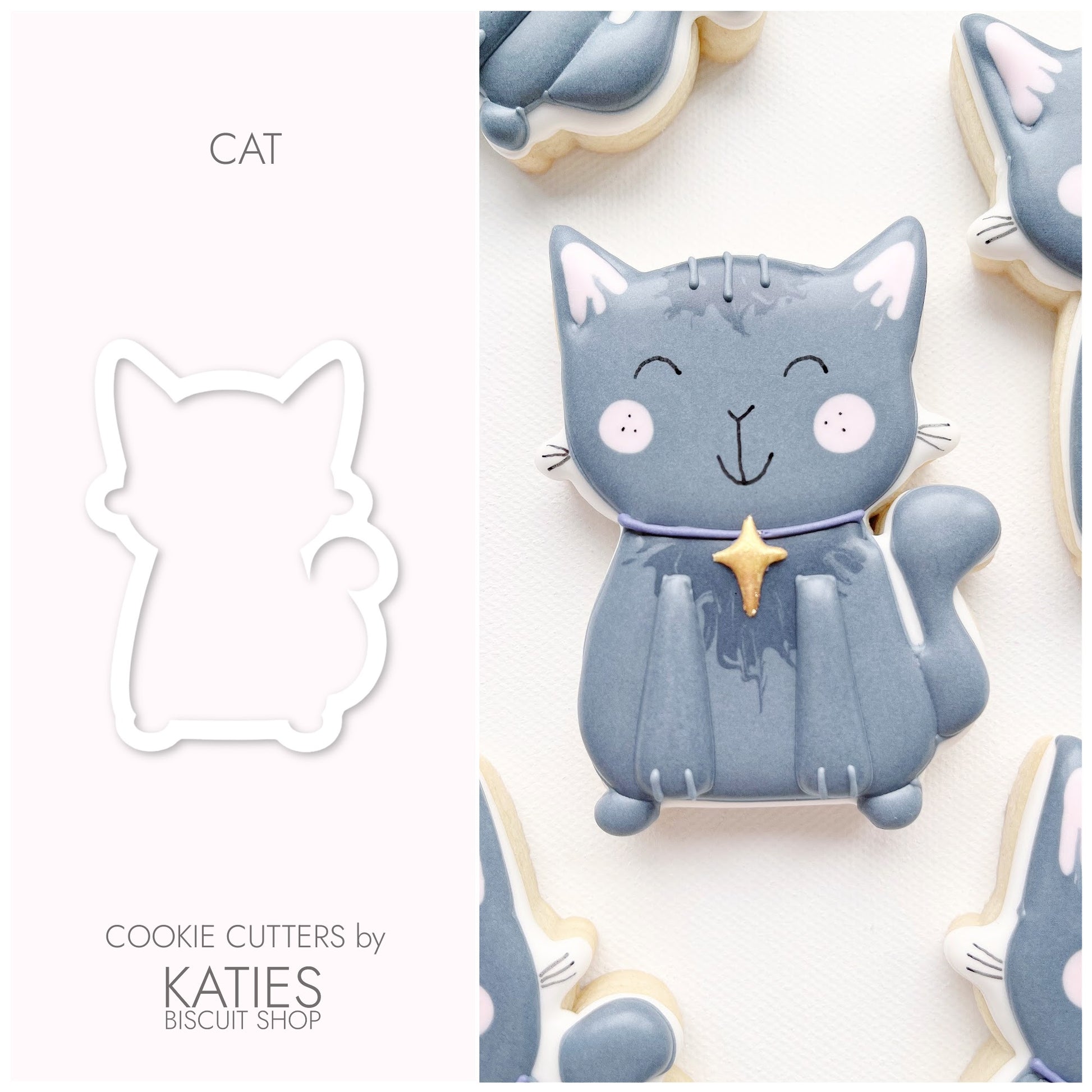 cat 3d printed cookie cutter by katies biscuit shop 
