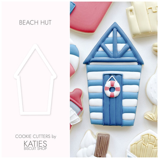 beach hut 3d printed cookie cutter by katies biscuit shop