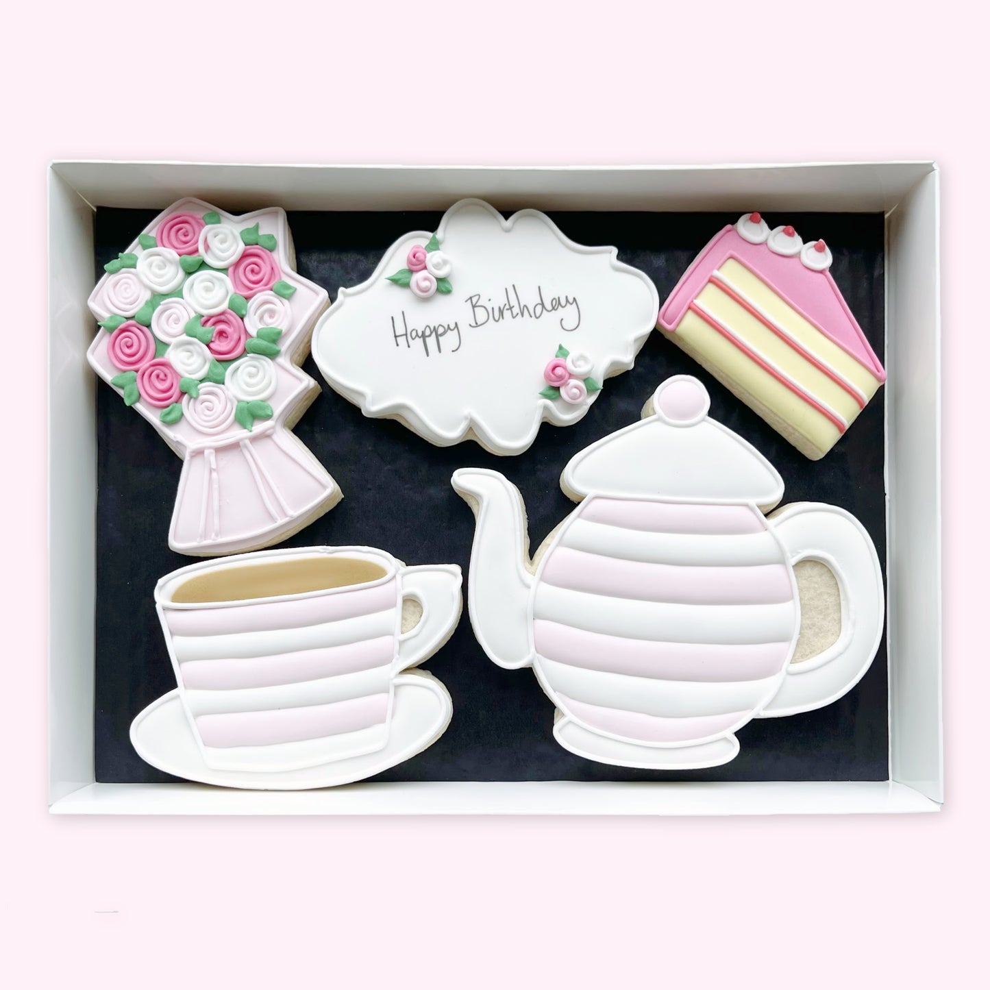 Tea and Cake Birthday Iced Biscuits