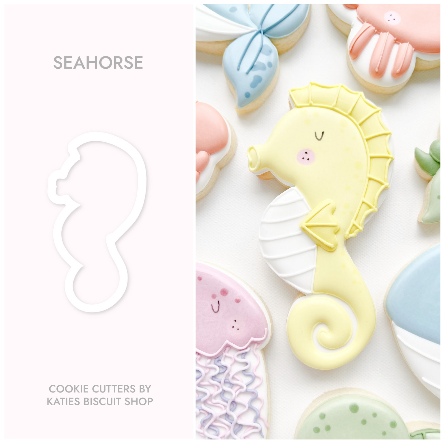 seahorse 3d printed cookie cutter by katies biscuit shop