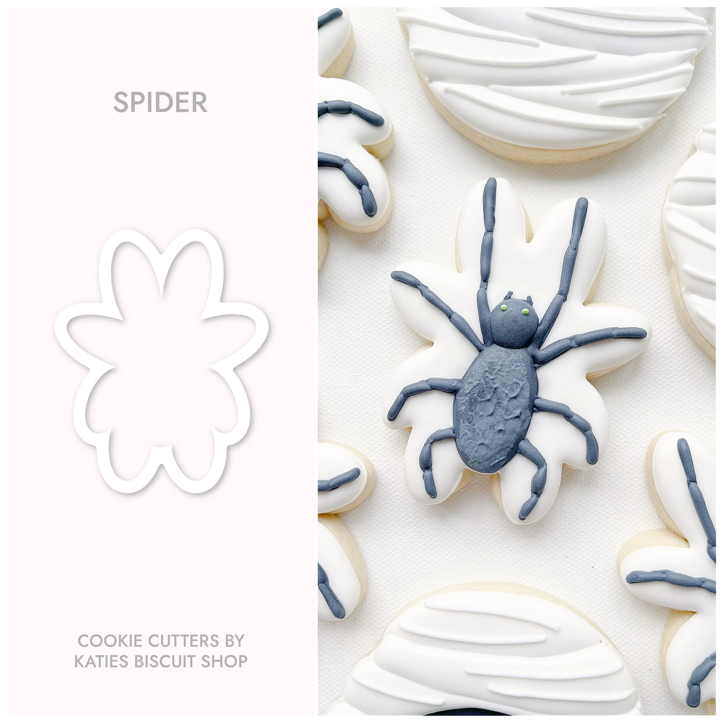 spider 3d printed cookie cutter by katies biscuit shop