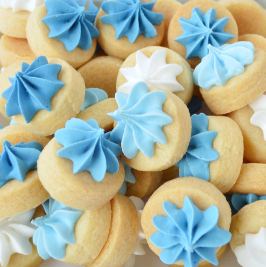 Biscuit iced gems in shades of blue by Katie's Biscuit shop