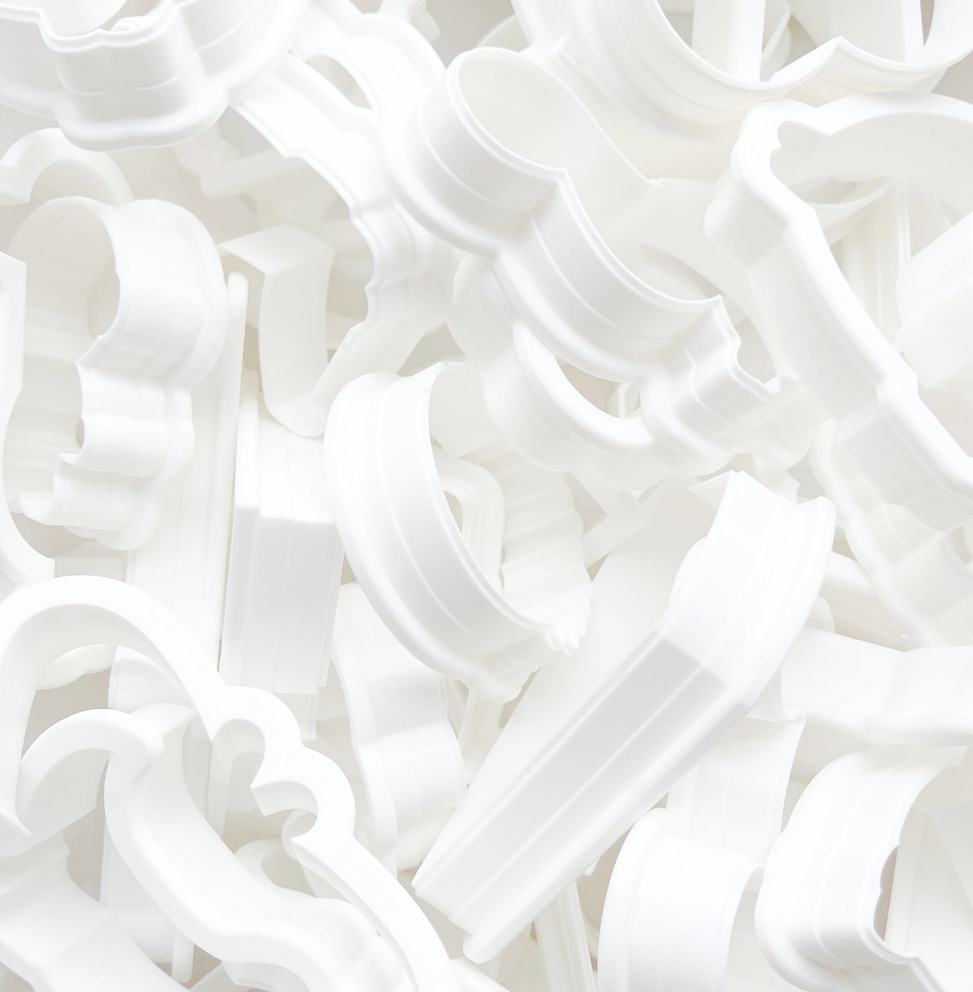 white 3d printed cookie cutters 