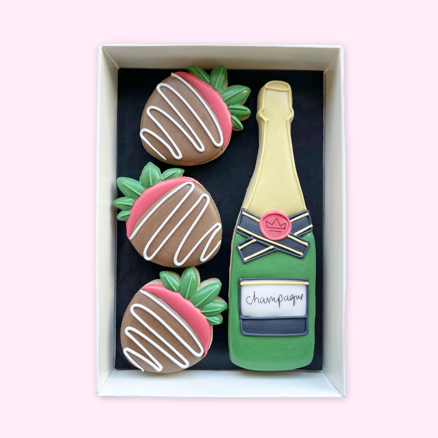 Champagne and Strawberries Iced Biscuits