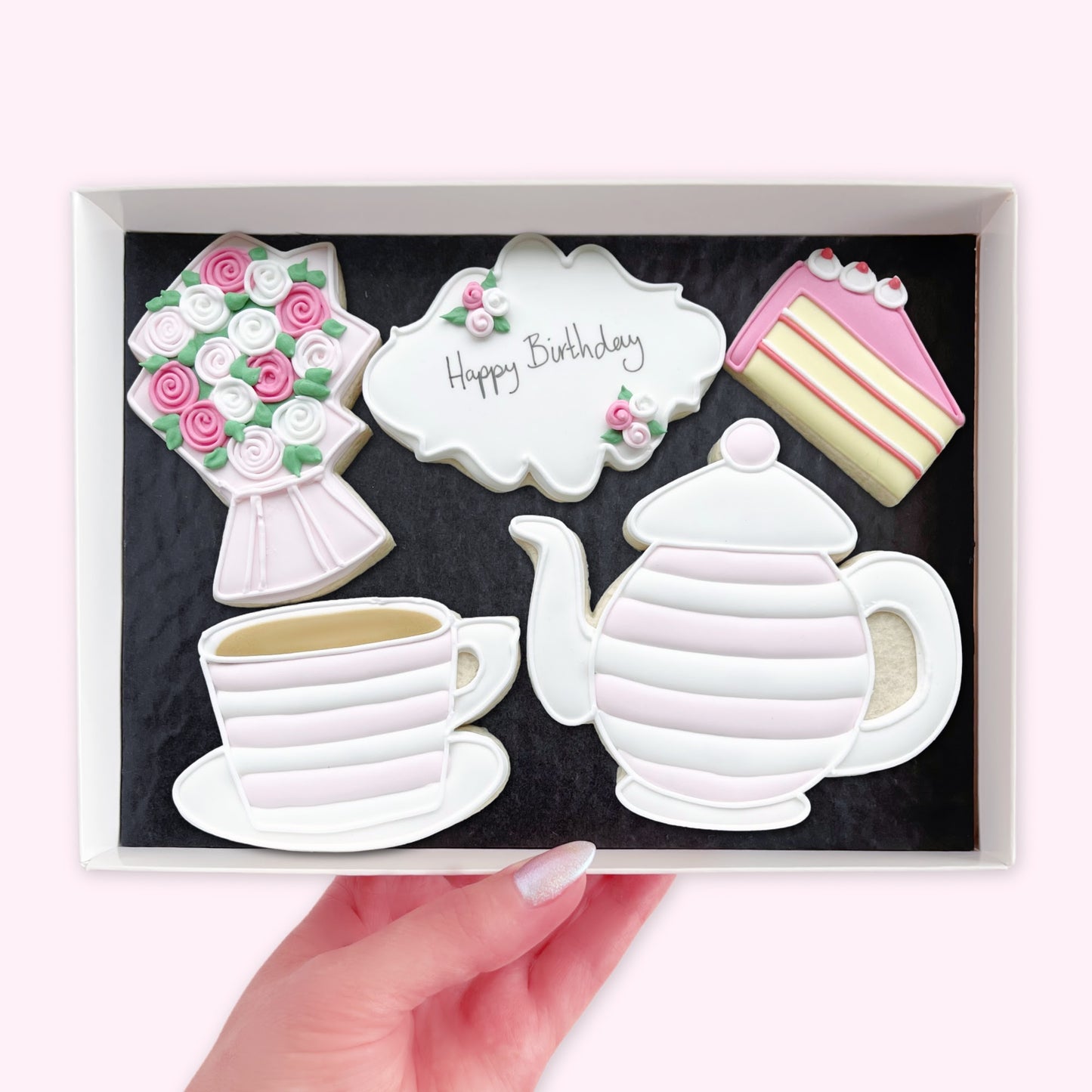 Tea and Cake Birthday Iced Biscuits