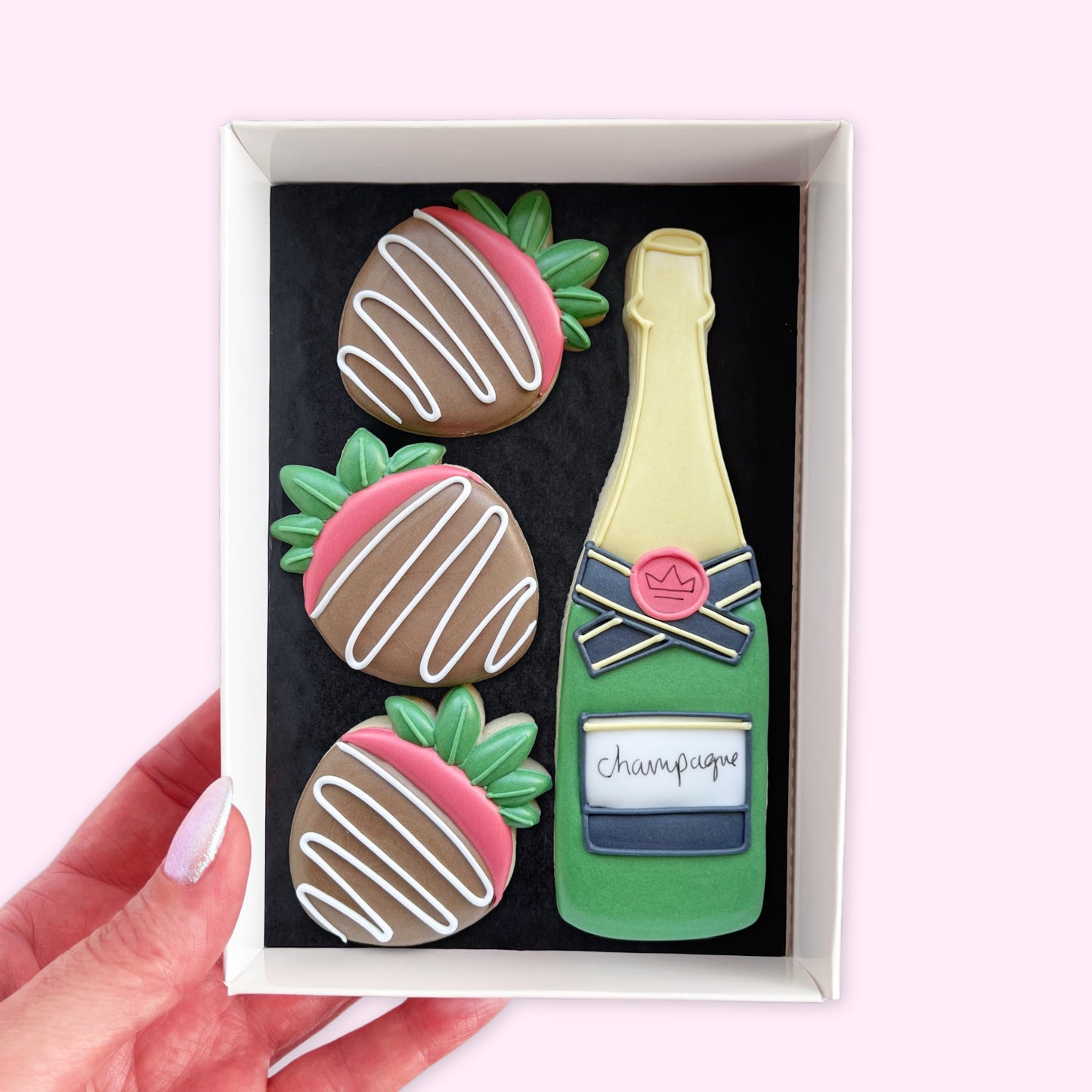 Champagne and Strawberries Iced Biscuits