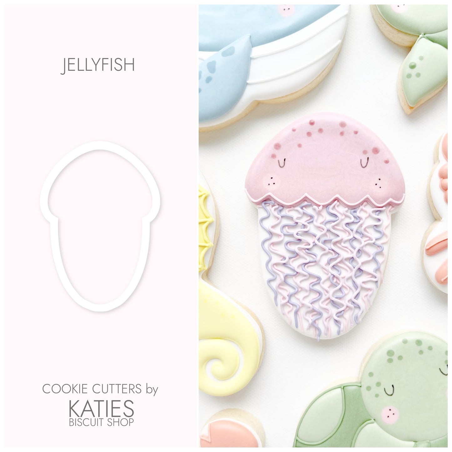 jelly fish 3d printed cookie cutter by katies biscuit shop