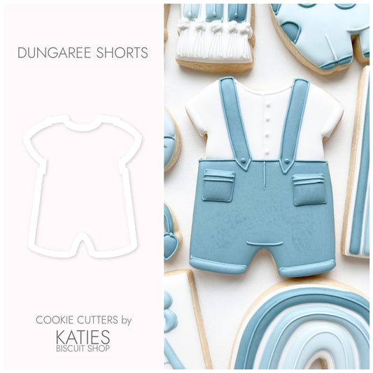 dungaree shorts 3d printed cookie cutter by katies biscuit shop