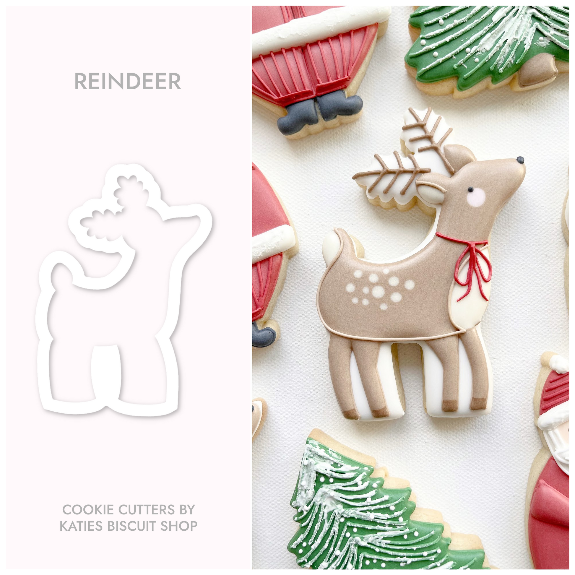 reindeer 3D printed cookie cutter  by katies biscuit shop