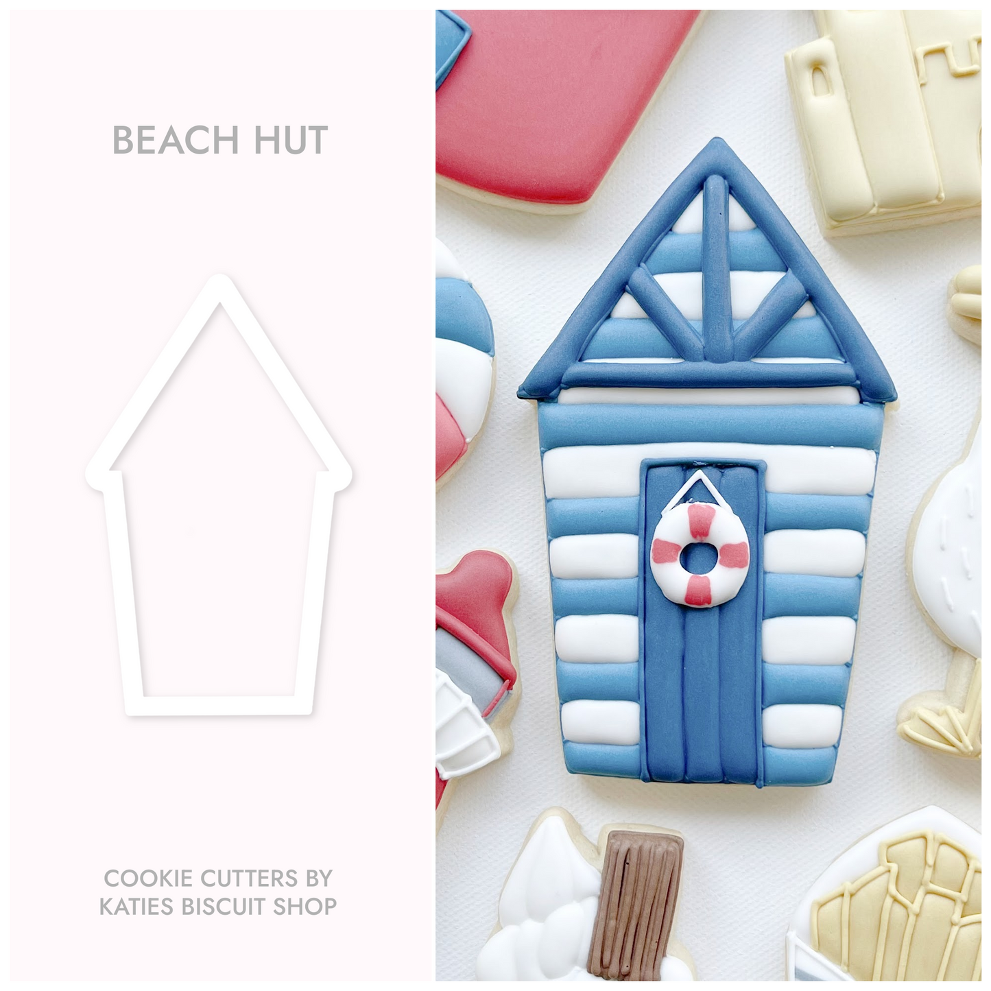 3D printed cookie cutter in the shape of a beach hut 