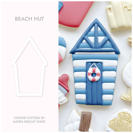 3D printed cookie cutter in the shape of a beach hut 