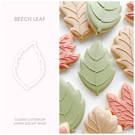 High-quality PLA 3D printed cookie cutter in the shape of a beech leaf 