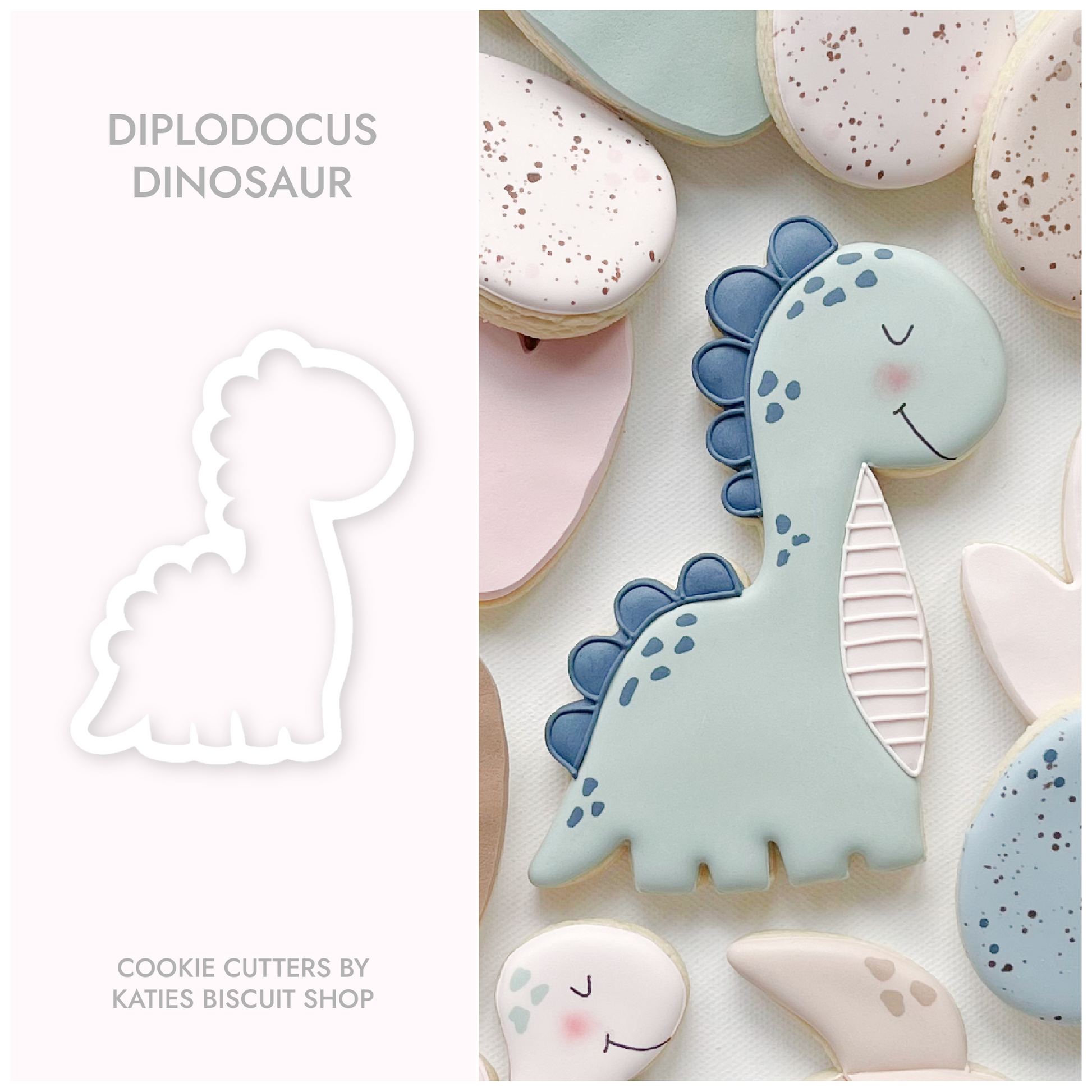 High-quality PLA 3D printed diplodocus cookie cutters