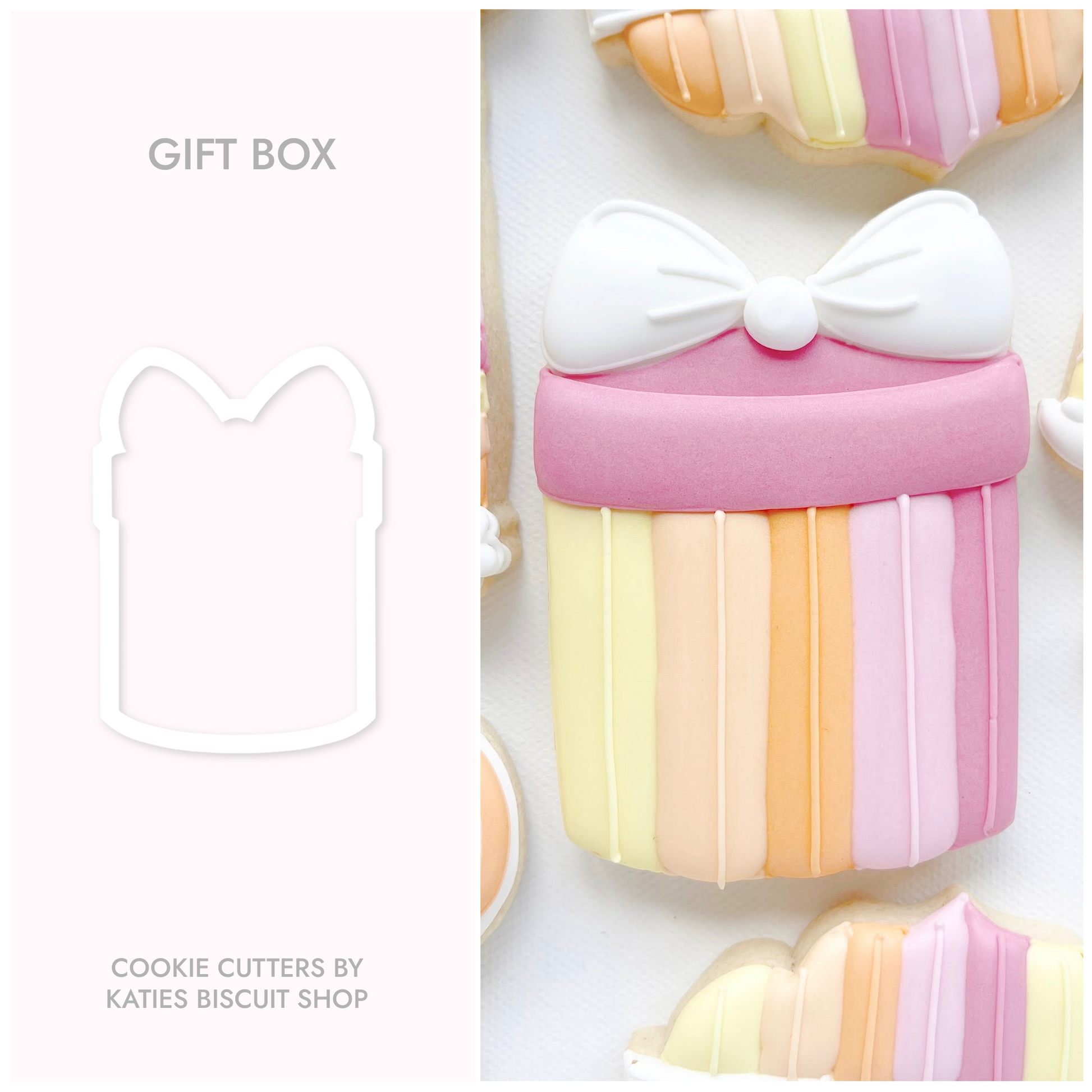 3D printed cookie utter in the shape of a gift box 