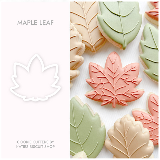 High-quality PLA 3D printed cookie cutter in the shape of a maple leaf 