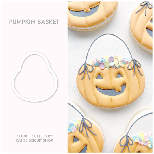 Pumpkin basket 3d printed cookie cutter by Katie's biscuit shop 