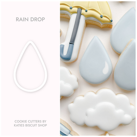 High-quality PLA 3D printed cookie cutter in the shape of a raindrop 