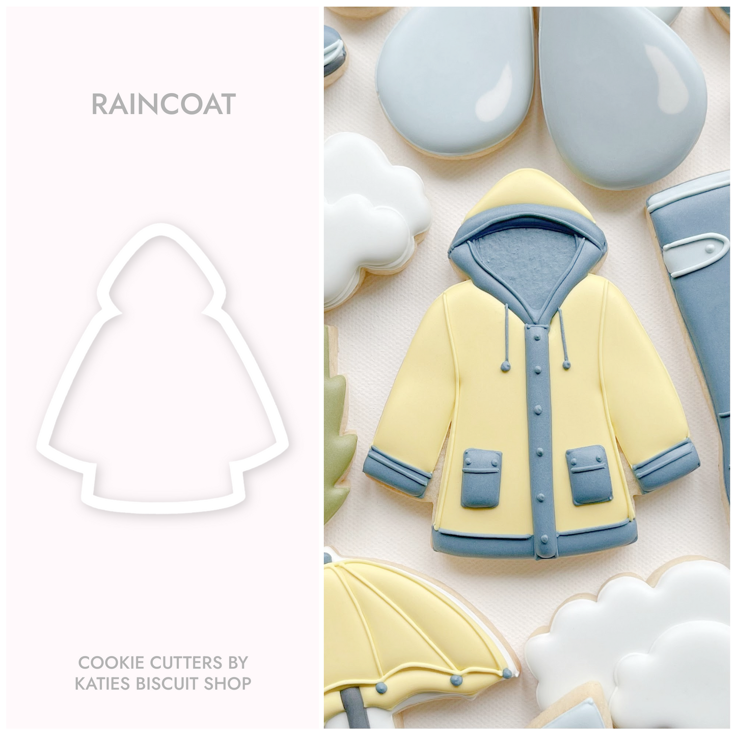 High-quality PLA 3D printed cookie cutter in the shape of the raincoat 