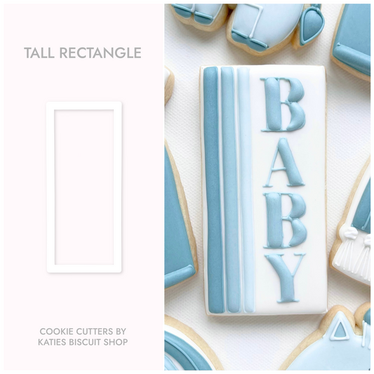 3D printed cookie cutter by katies biscuit shop in the shape of a tall rectangle 