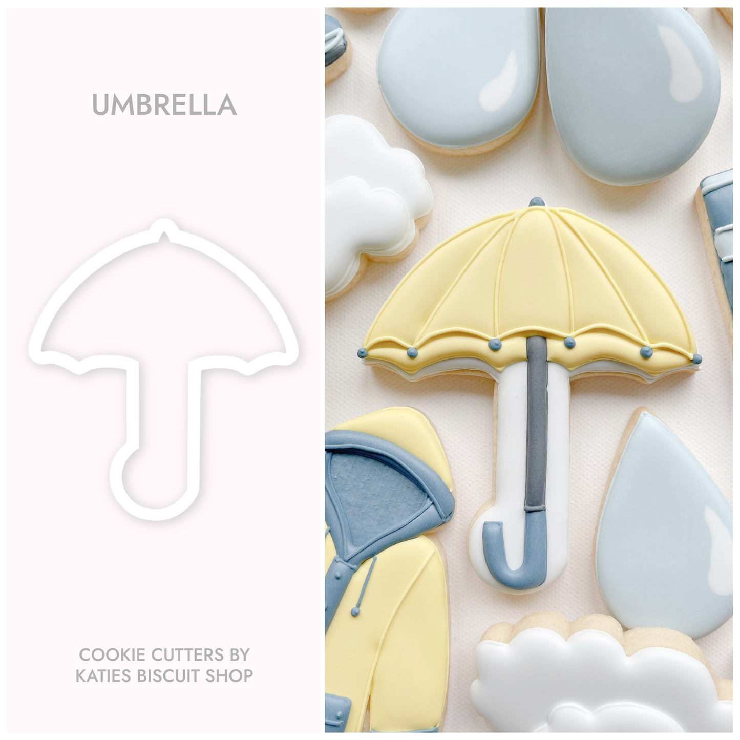 High-quality PLA 3D printed cookie cutter in the shape of an umbrella 