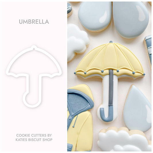 High-quality PLA 3D printed cookie cutter in the shape of an umbrella 