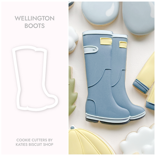 High-quality PLA 3D printed cookie cutter in the shape of wellington boots 