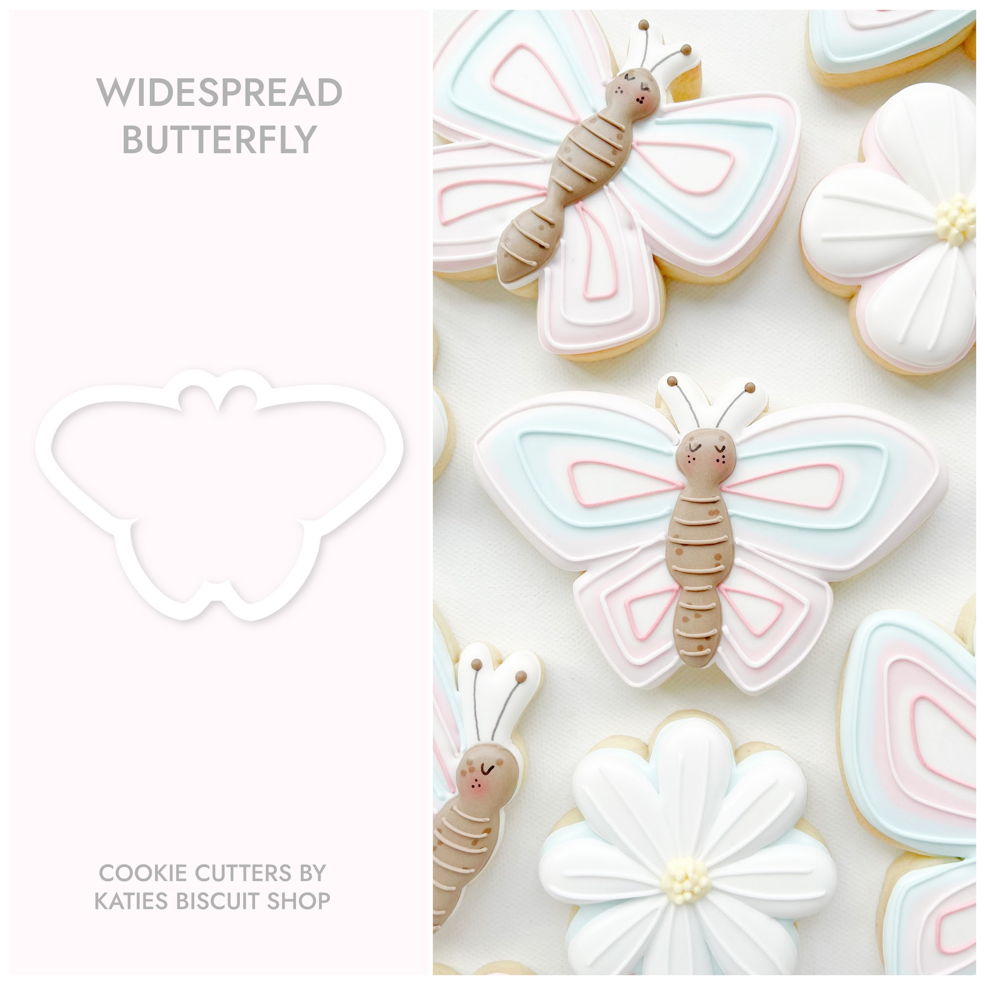 3D printed cookie utter in the shape of a widespread butterfly 