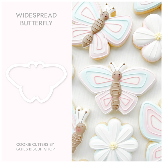 3D printed cookie utter in the shape of a widespread butterfly 