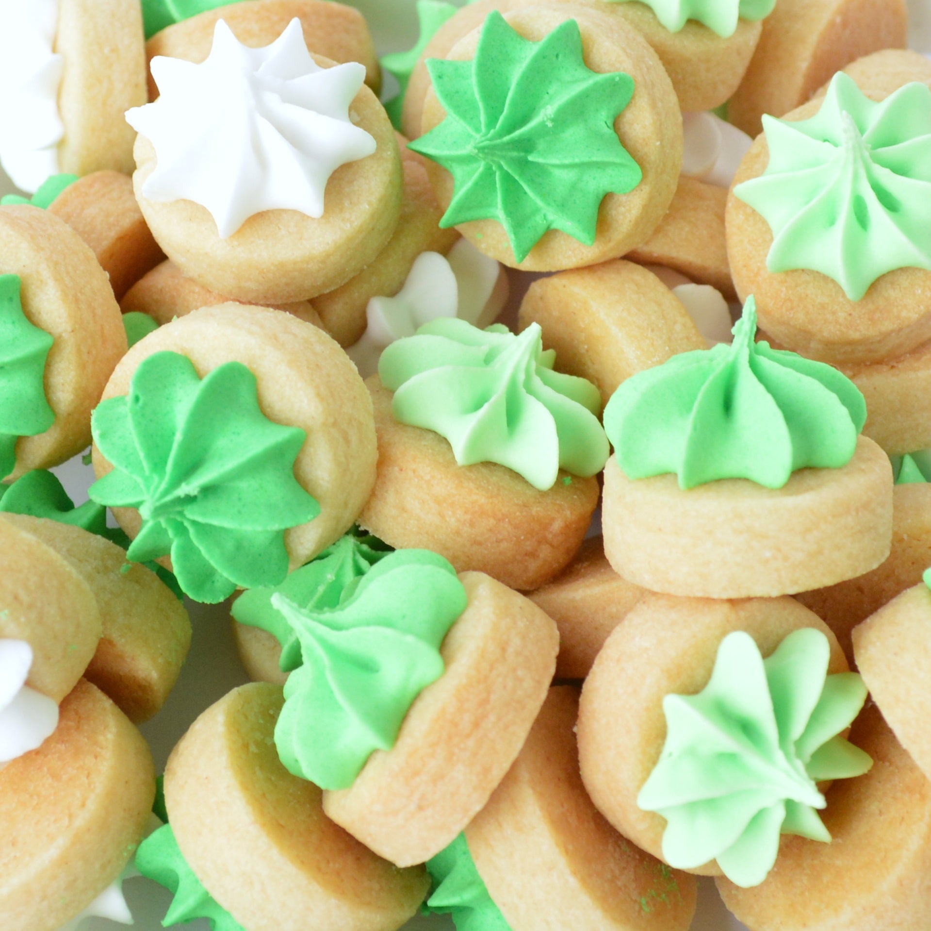 Biscuit iced gems in shades of green by Katie's Biscuit shop
