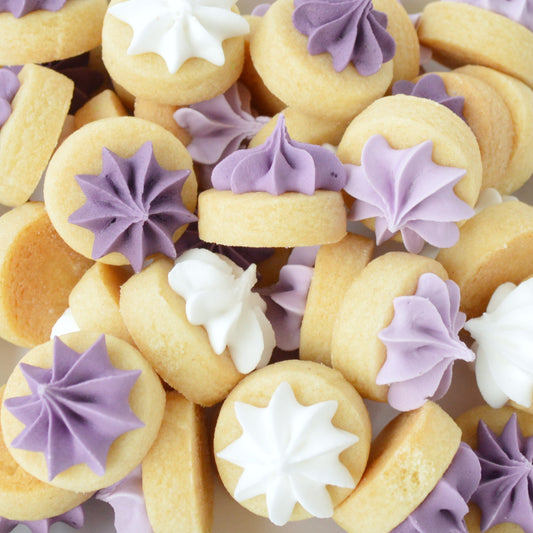 Biscuit iced gems in shades of purple by Katie's Biscuit shop