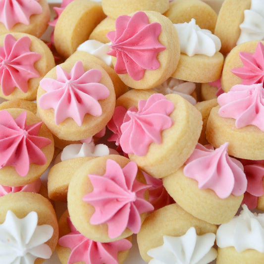 Biscuit iced gems in shades of pink by Katie's Biscuit shop
