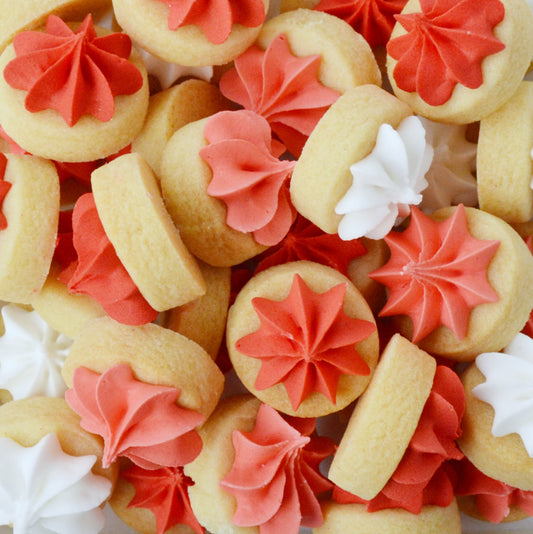 Biscuit iced gems in shades of red by Katie's Biscuit shop