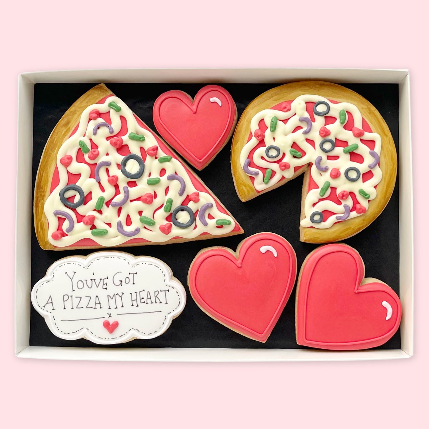 Valentines You've got a pizza my heart hand iced biscuits by katies biscuit shop