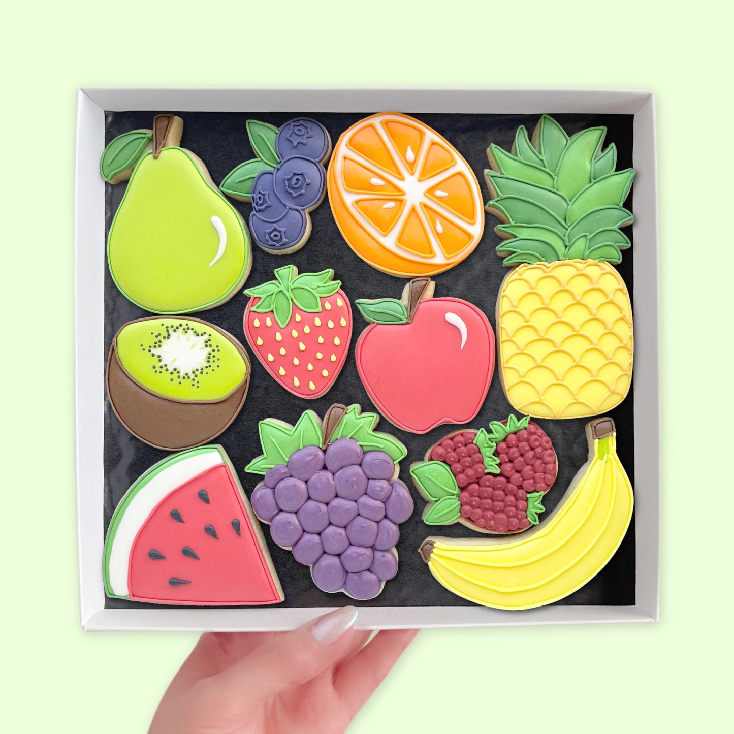 Selection Of Fruits Iced Biscuits
