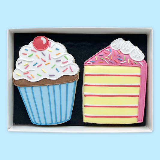 Cake Slice and Cupcake Iced Biscuits