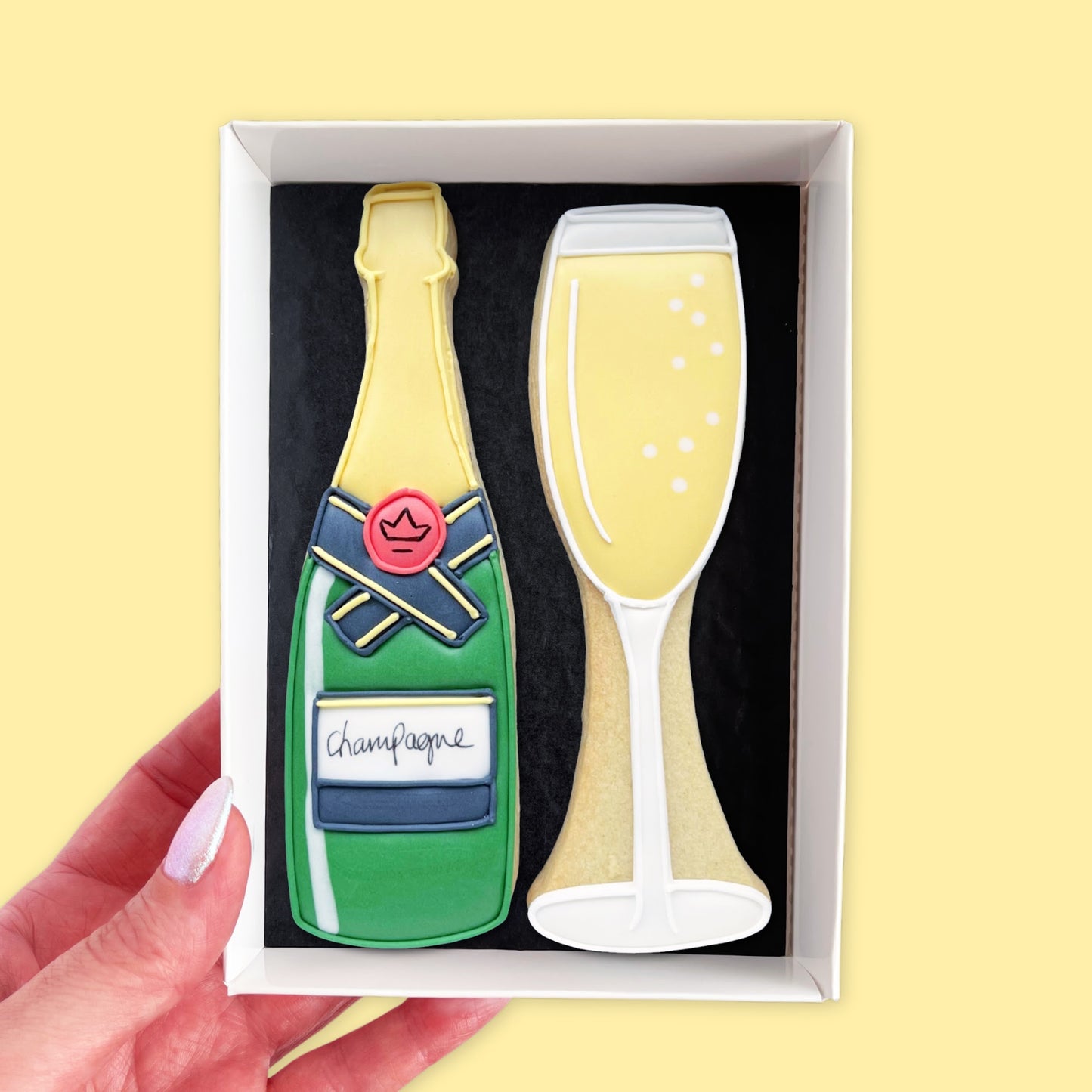 Champagne and Glass Iced Biscuits
