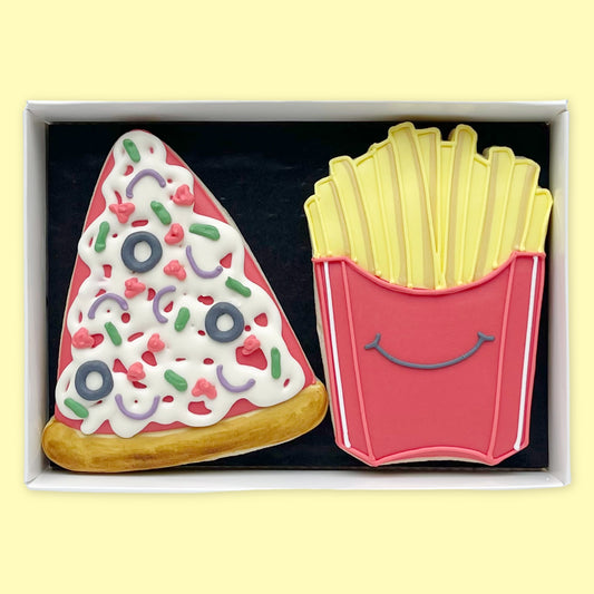 Pizza Slice and Fries Iced Biscuits